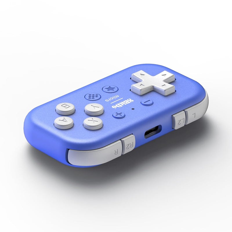 8Bitdo وحدة تحكم صغيرة بحجم الجيب بلوتوث ميكرو مع مشبك موبايل لسويتش وأندرويد، تدعم وضع لوحة المفاتيح (أزرق) - Image 2